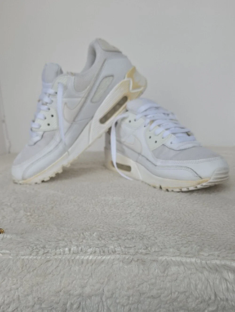 Nike Air Max 90 Triple White Sneakers Men's Size 9 CN8490-100